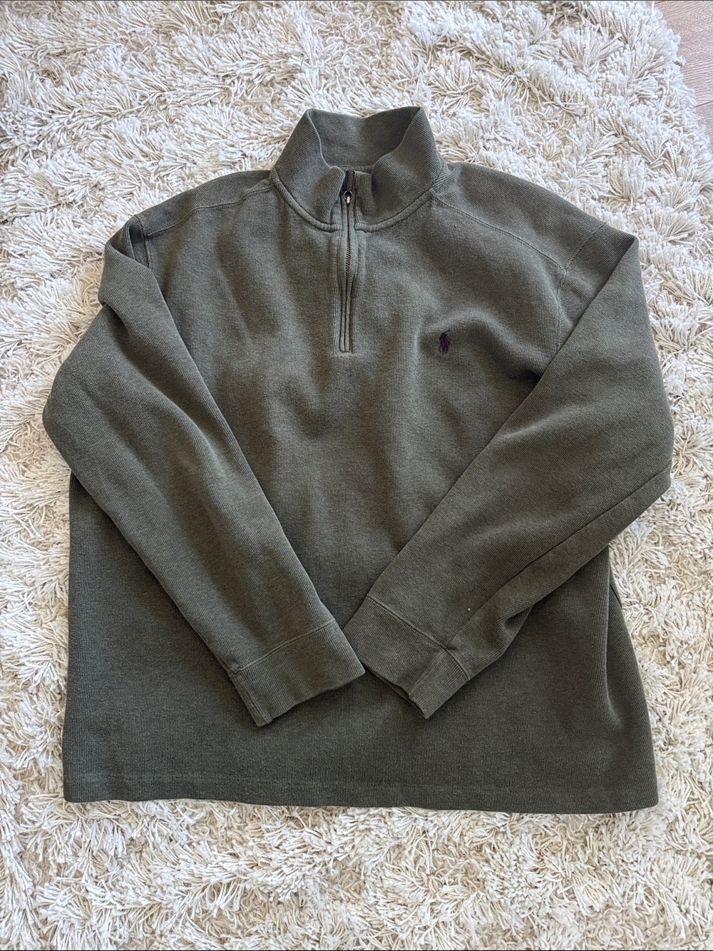 Polo Ralph Lauren Olive Green Half-Zip Pullover Sweatshirt Men's XXL